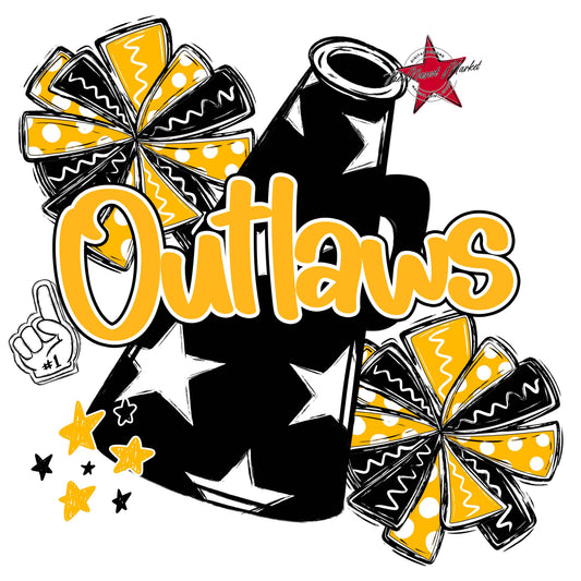 Outlaws Cheer Megaphone Design-Yellow