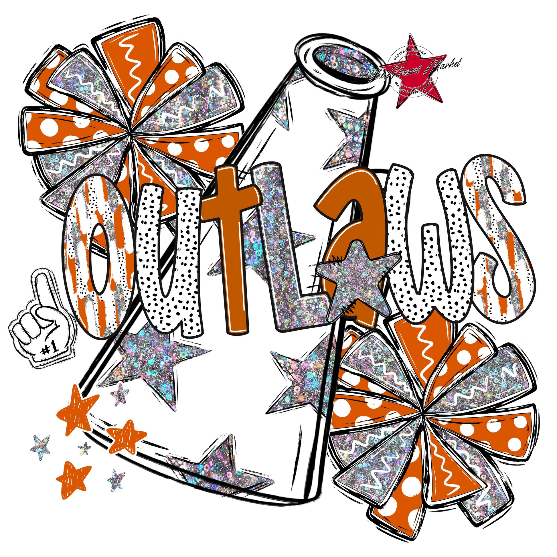 Outlaws Cheer Megaphone Scrape-Burnt Orange