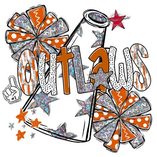 Outlaws Cheer Megaphone Scrape-Burnt Orange