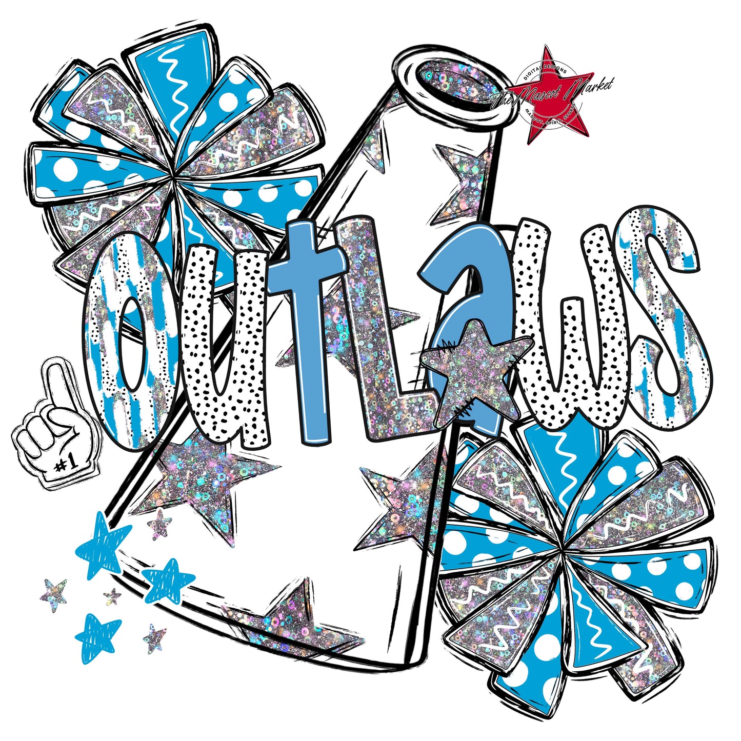 Outlaws Cheer Megaphone Scrape-Carolina Blue
