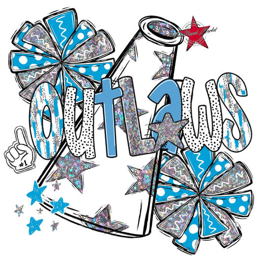 Outlaws Cheer Megaphone Scrape-Carolina Blue