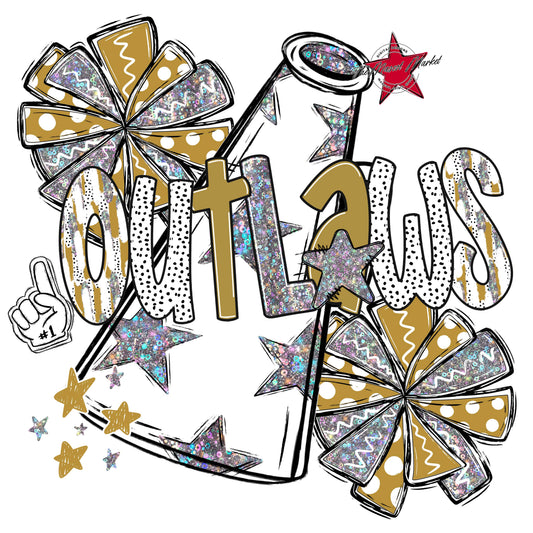 Outlaws Cheer Megaphone Scrape-Gold