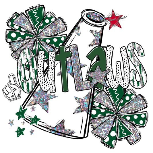 Outlaws Cheer Megaphone Scrape-Green