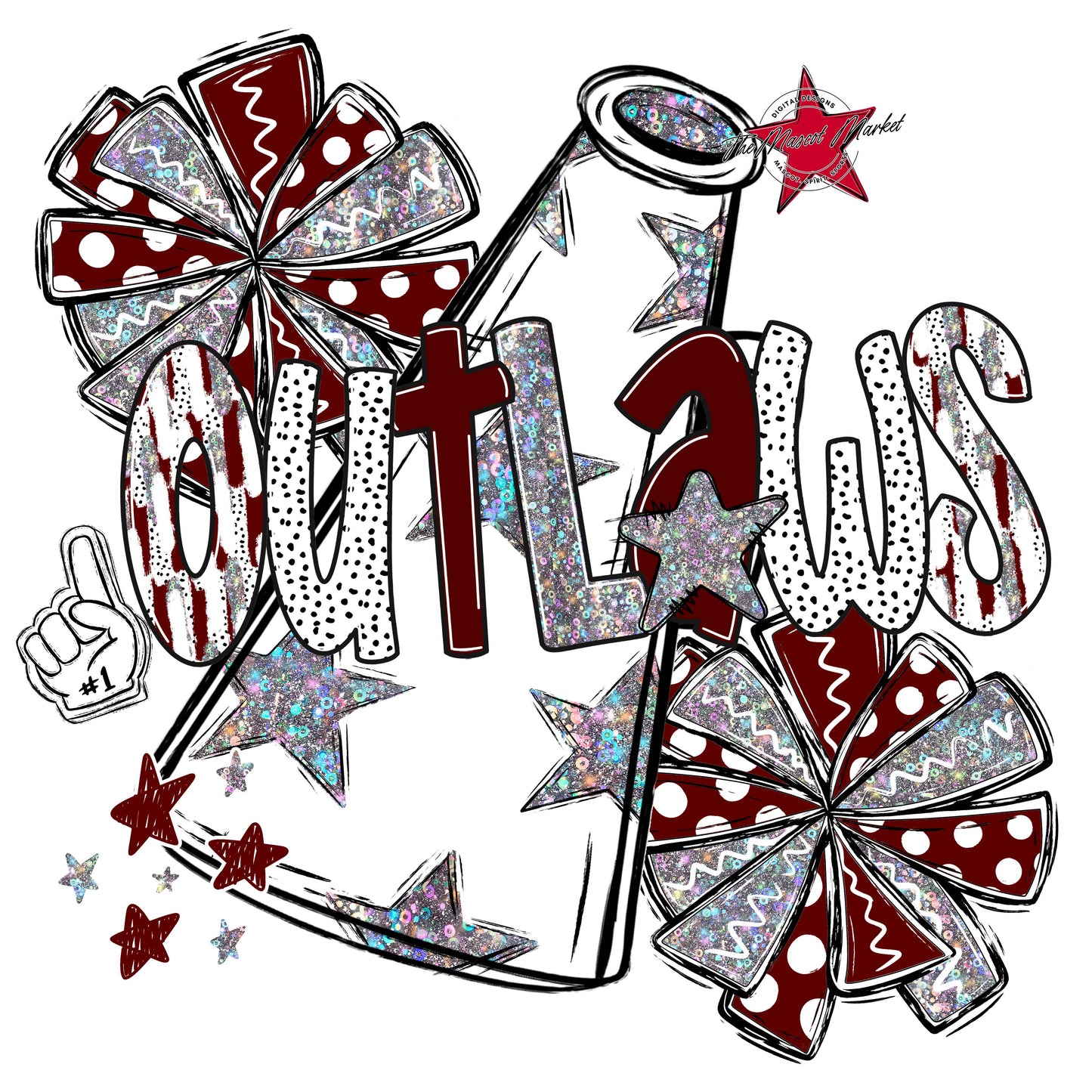 Outlaws Cheer Megaphone Scrape-Maroon