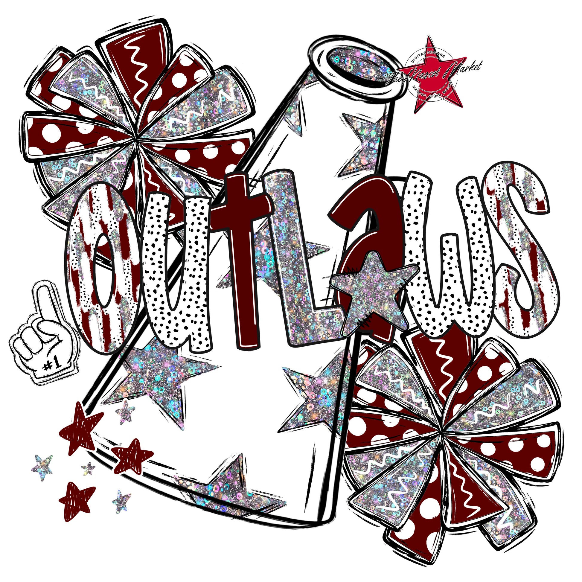 Outlaws Cheer Megaphone Scrape-Maroon