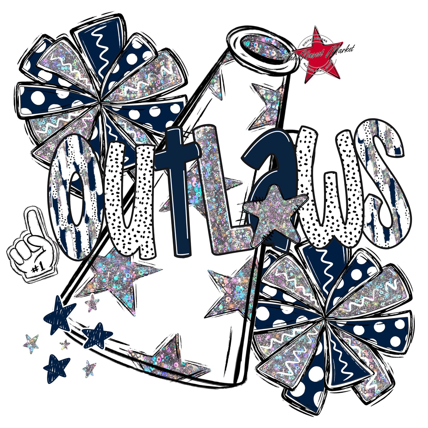 Outlaws Cheer Megaphone Scrape-Navy