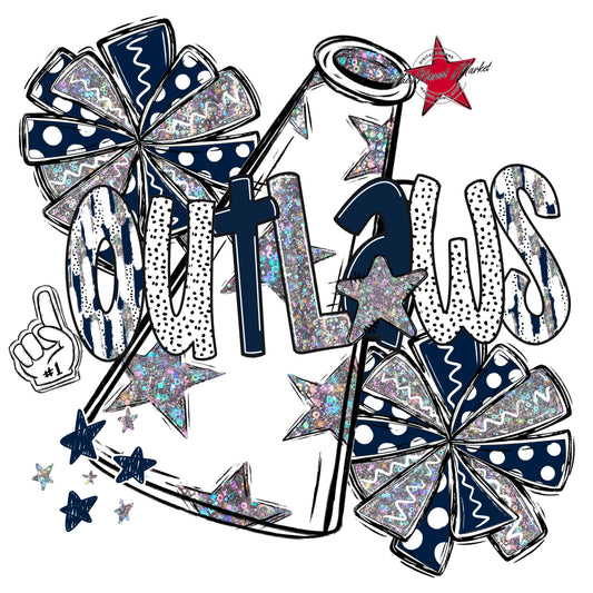 Outlaws Cheer Megaphone Scrape-Navy