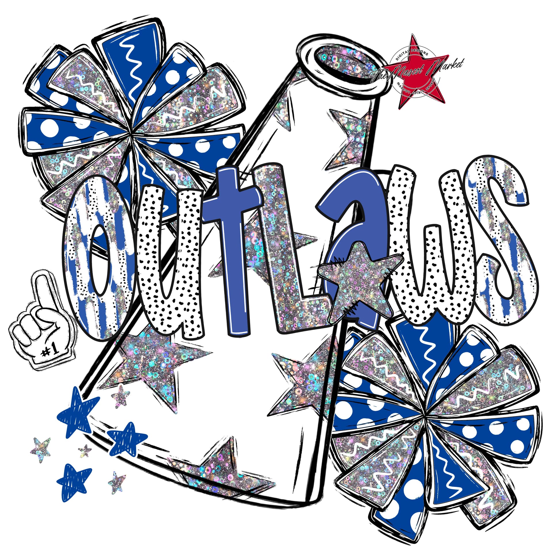 Outlaws Cheer Megaphone Scrape-Off Blue