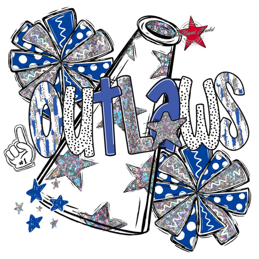 Outlaws Cheer Megaphone Scrape-Off Blue