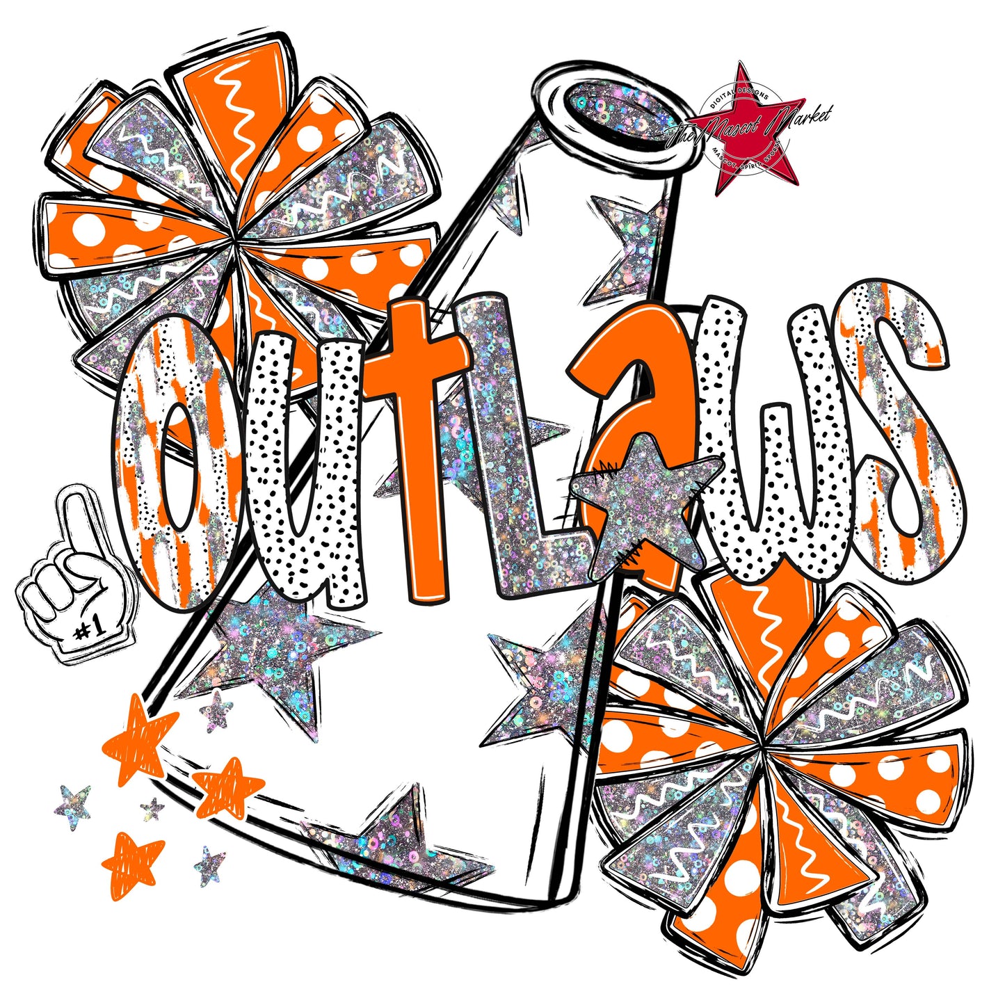 Outlaws Cheer Megaphone Scrape-Orange