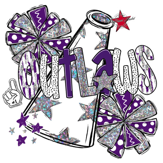 Outlaws Cheer Megaphone Scrape-Purple