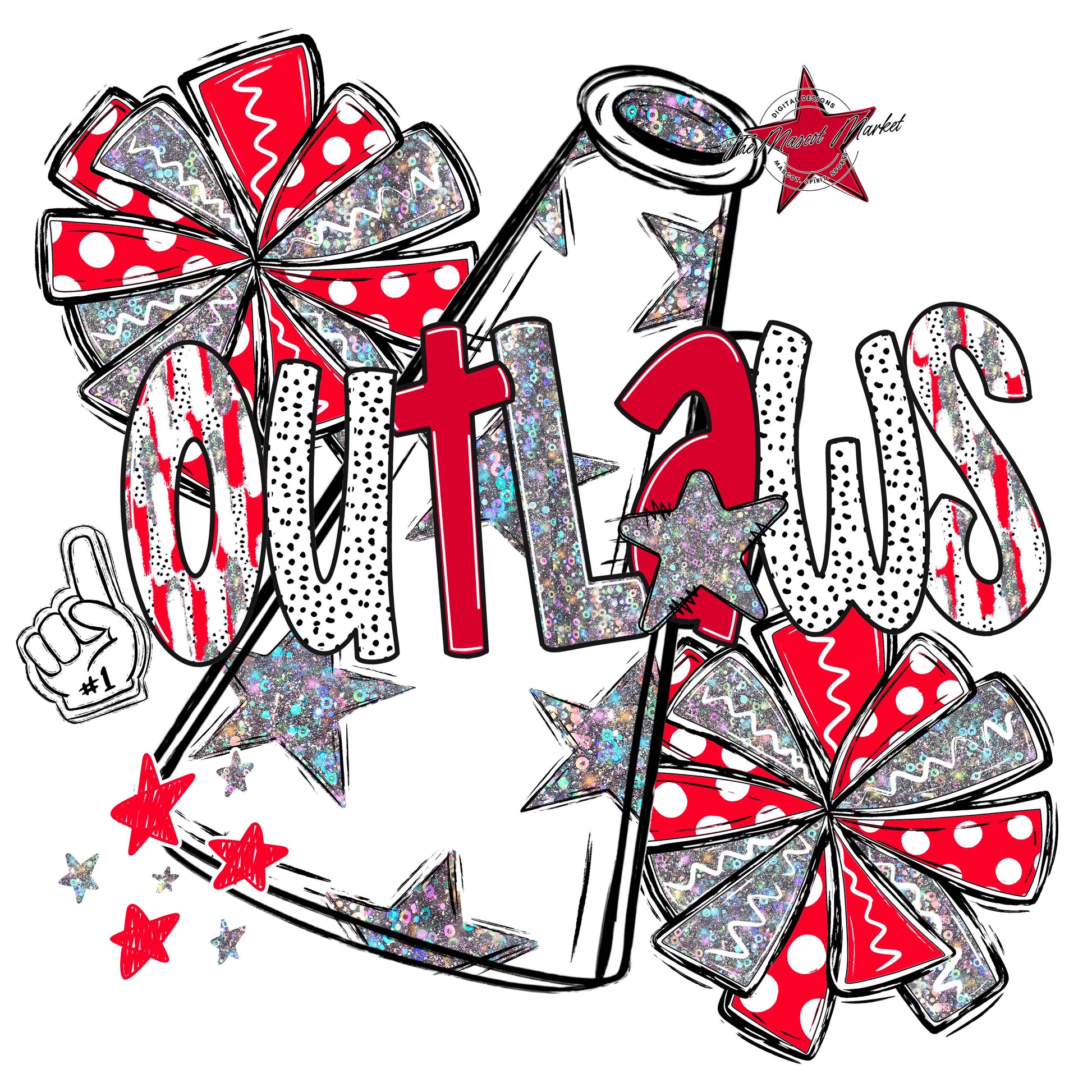 Outlaws Cheer Megaphone Scrape-Red