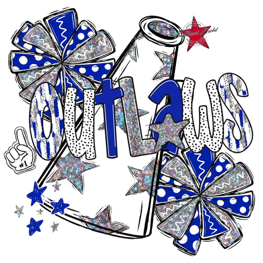 Outlaws Cheer Megaphone Scrape-Royal Blue