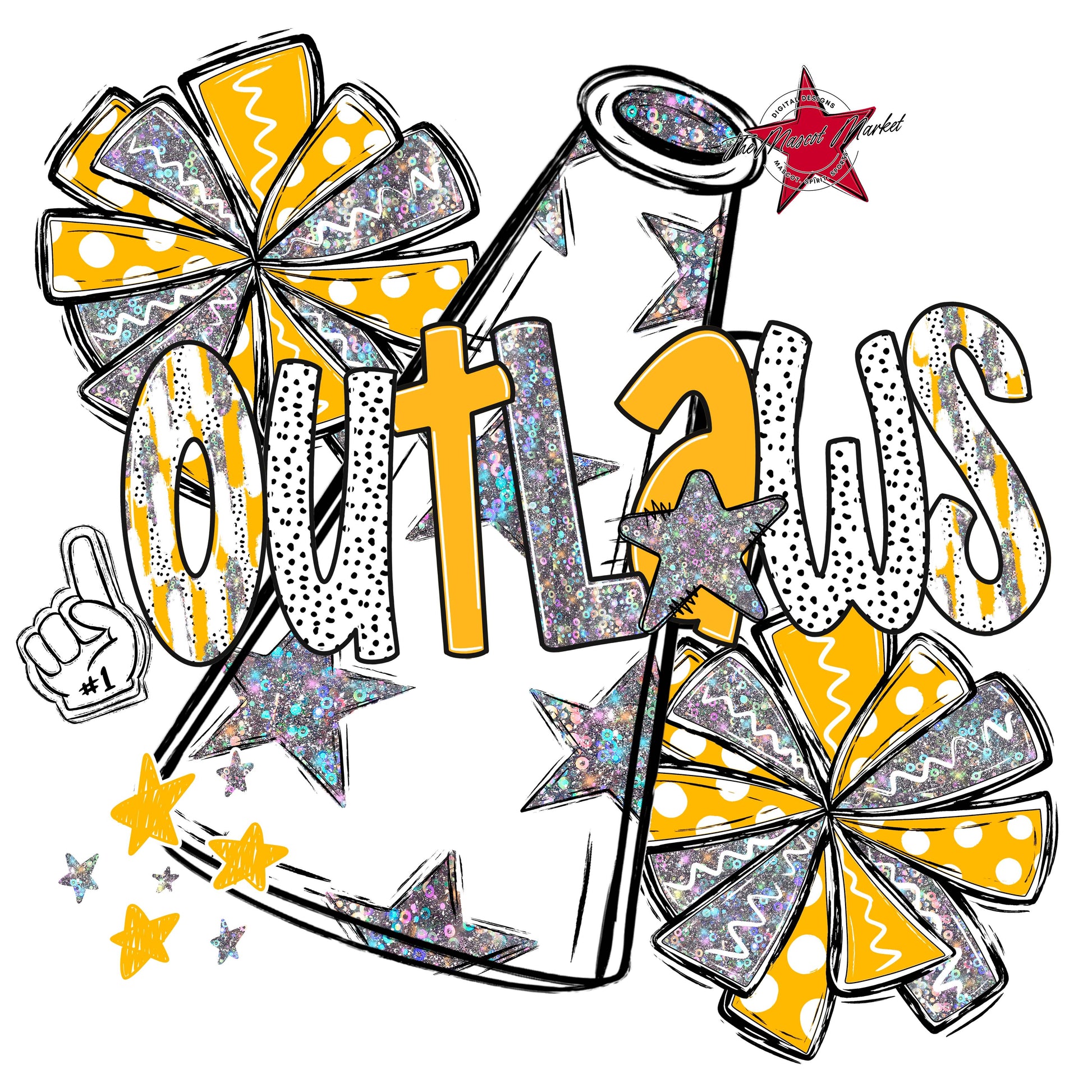 Outlaws Cheer Megaphone Scrape-Yellow