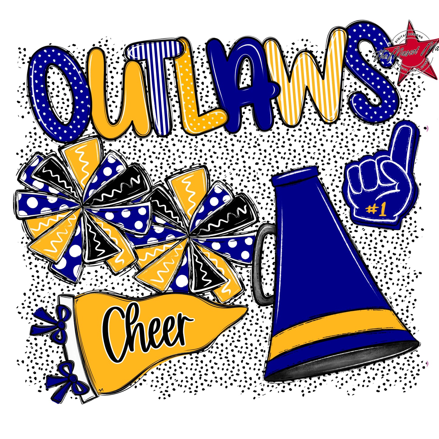 Outlaws Cheer Spirit-Blue & Yellow