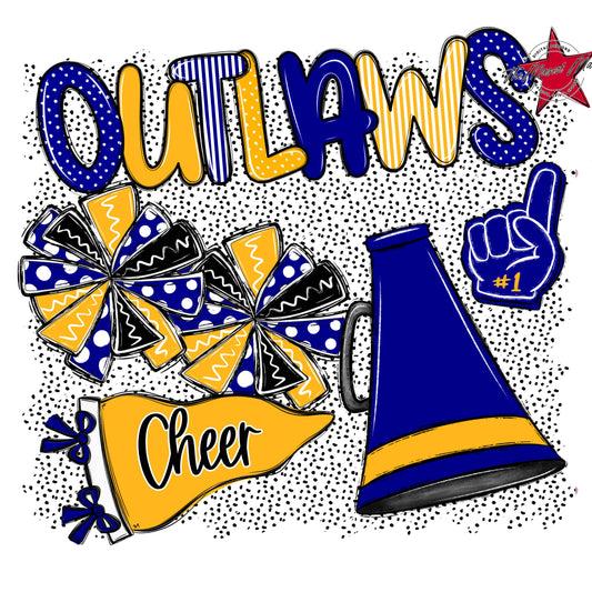 Outlaws Cheer Spirit-Blue & Yellow