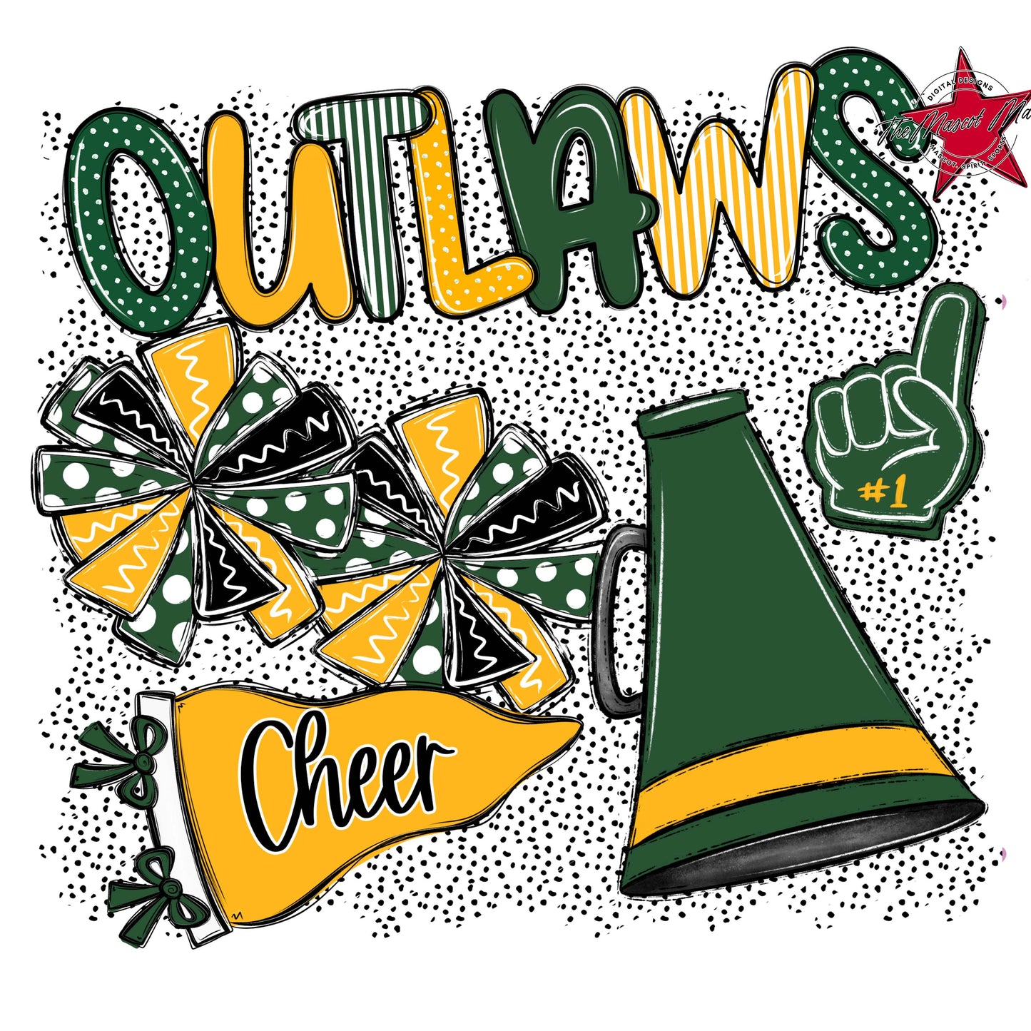 Outlaws Cheer Spirit-Green & Yellow