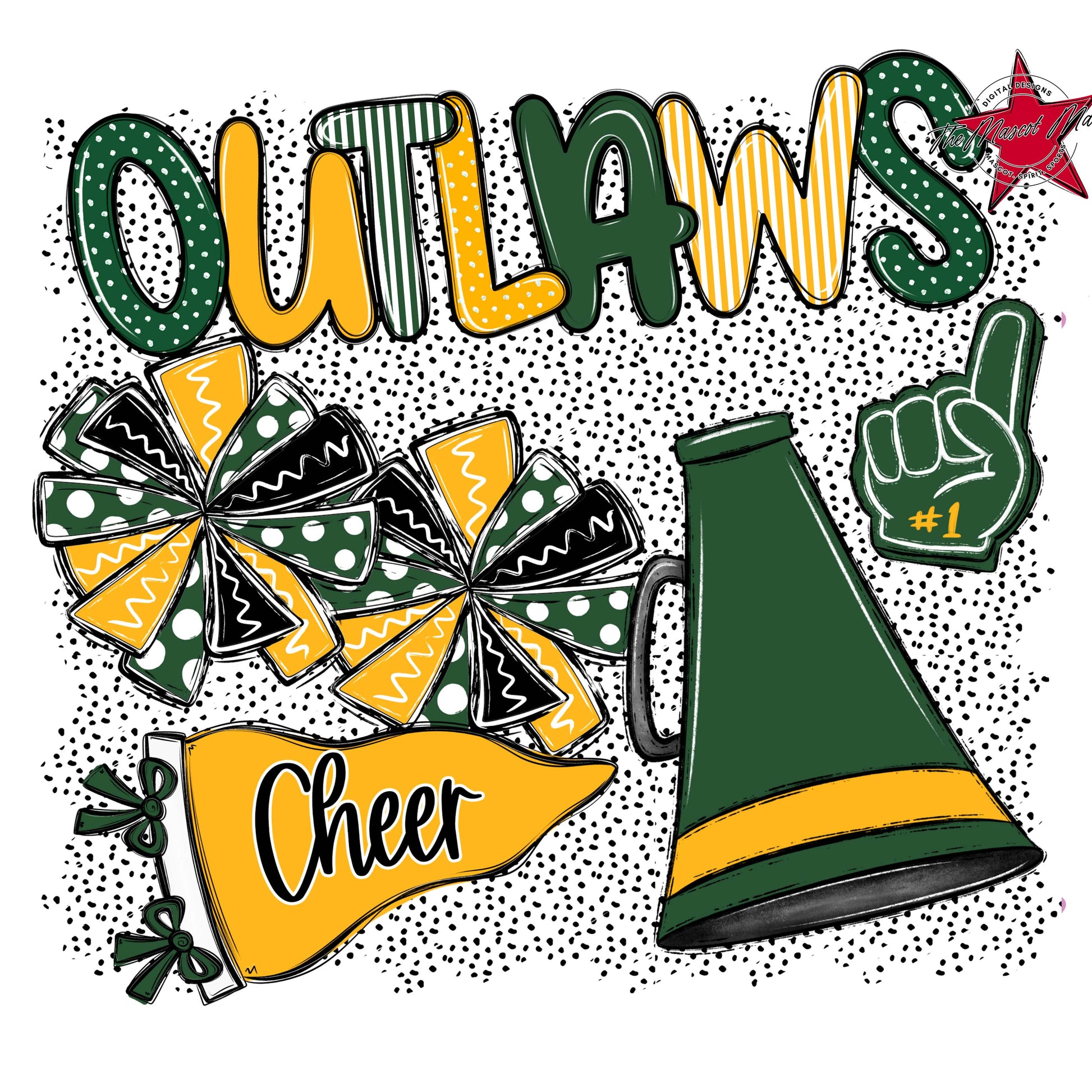 Outlaws Cheer Spirit-Green & Yellow