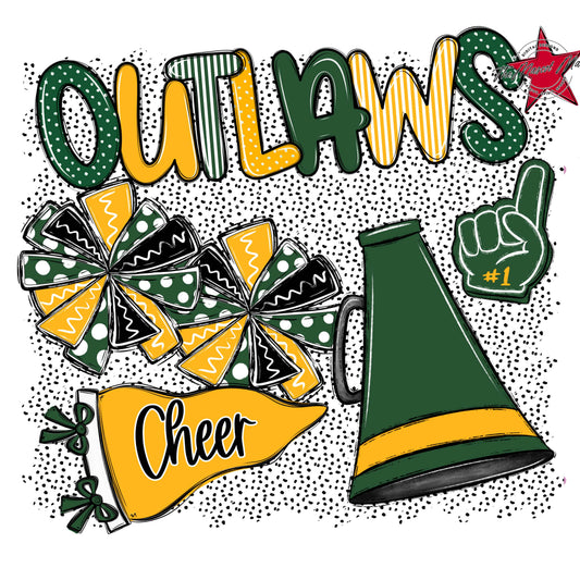 Outlaws Cheer Spirit-Green & Yellow