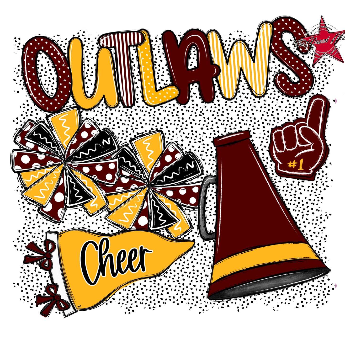 Outlaws Cheer Spirit-Maroon & Yellow