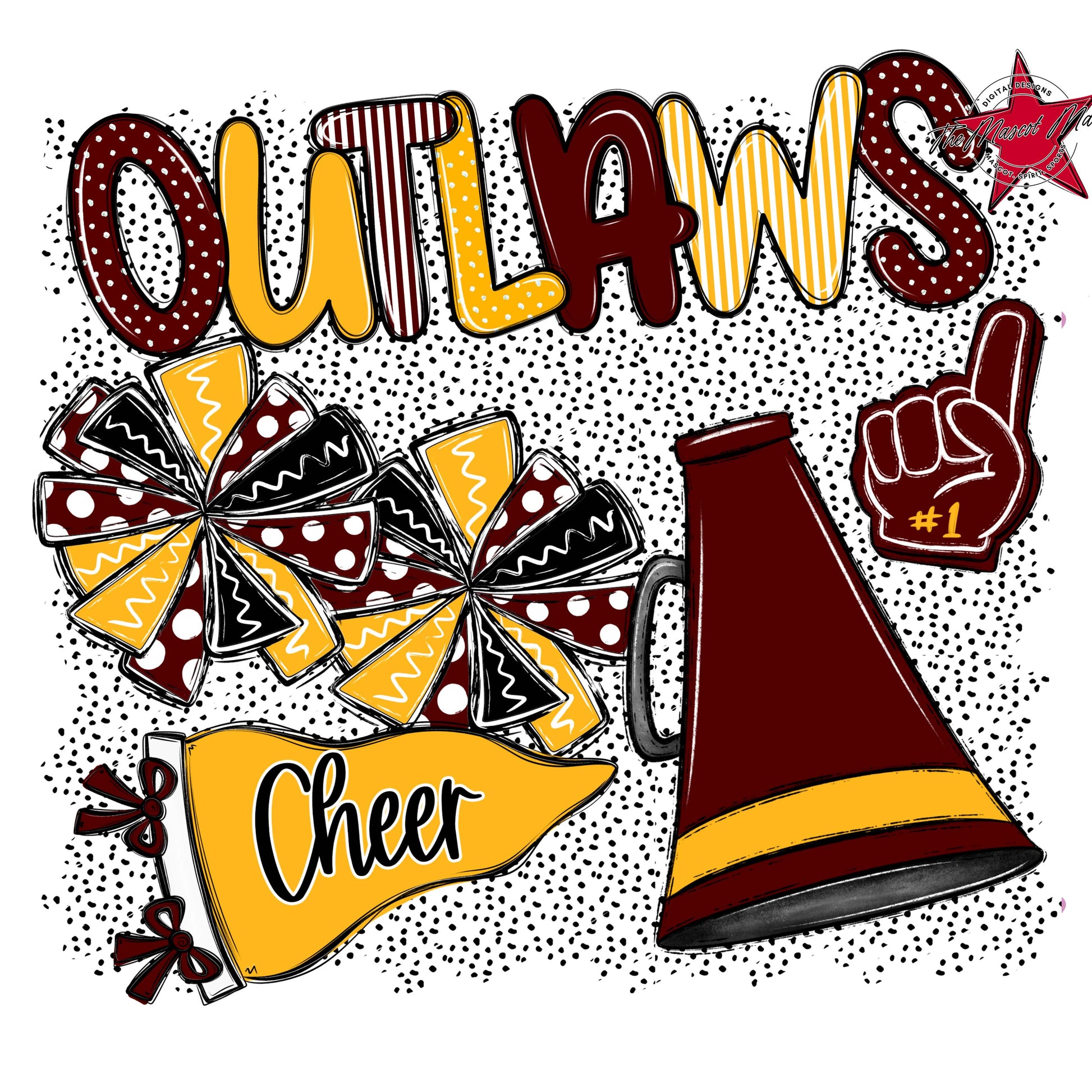 Outlaws Cheer Spirit-Maroon & Yellow