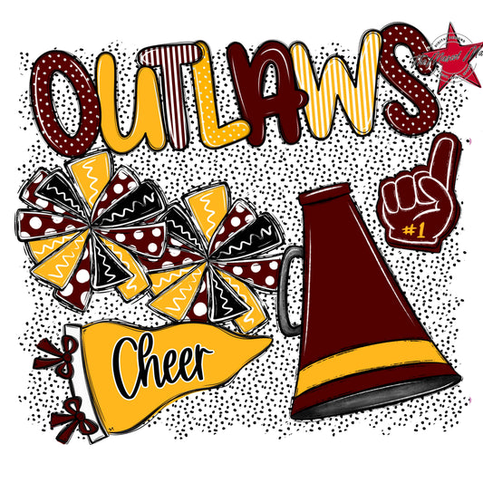 Outlaws Cheer Spirit-Maroon & Yellow