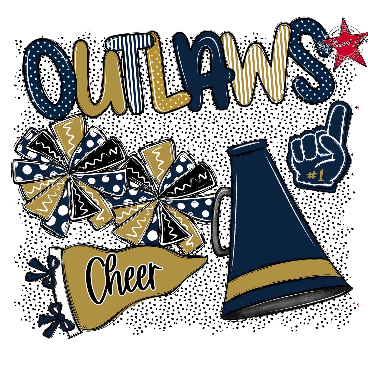 Outlaws Cheer Spirit-Navy & Gold