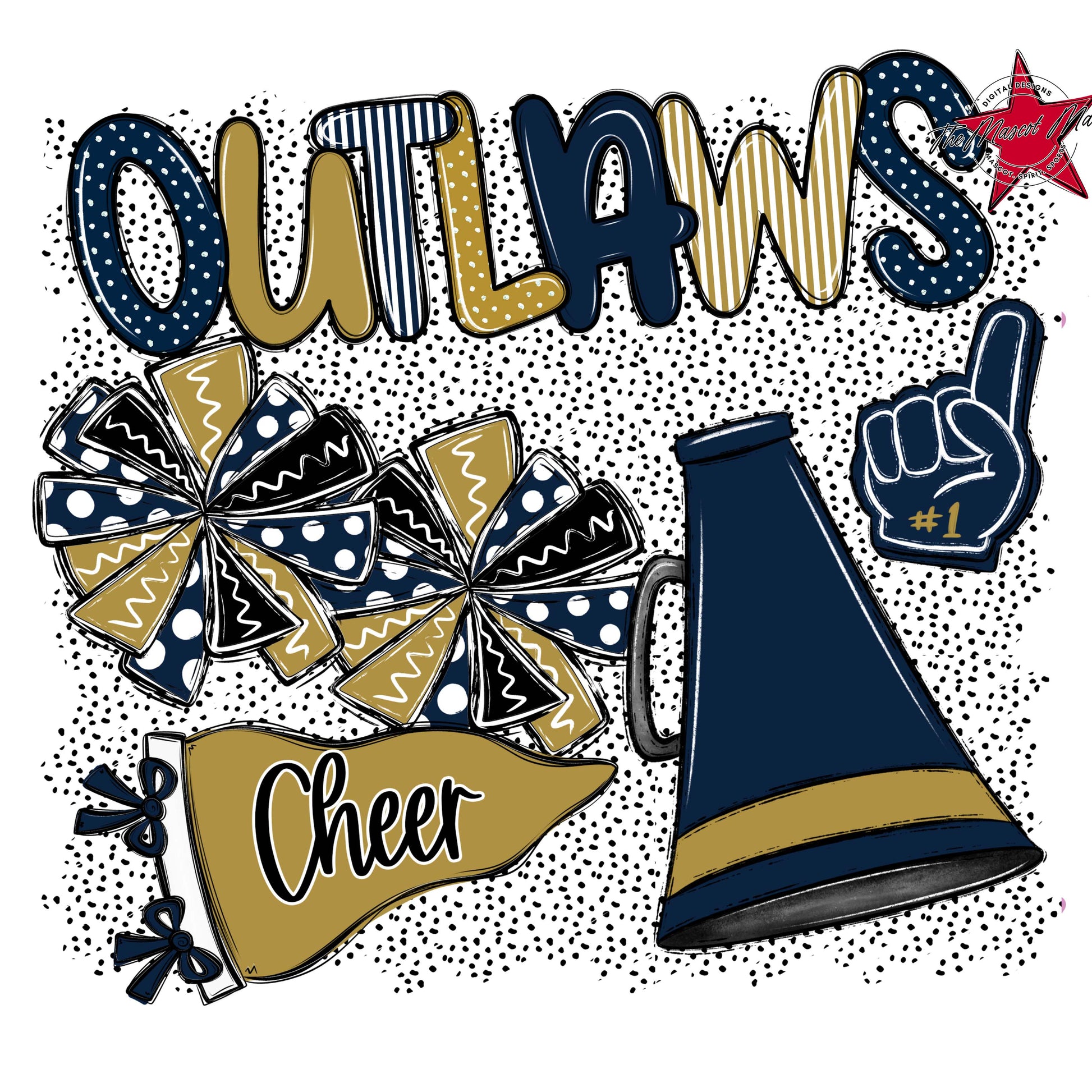 Outlaws Cheer Spirit-Navy & Gold