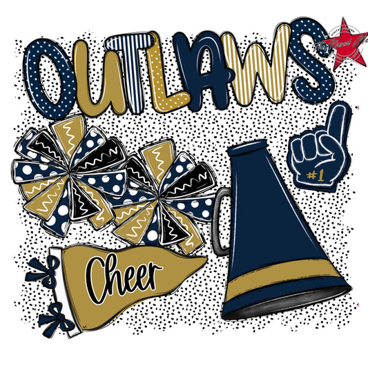 Outlaws Cheer Spirit-Navy & Gold