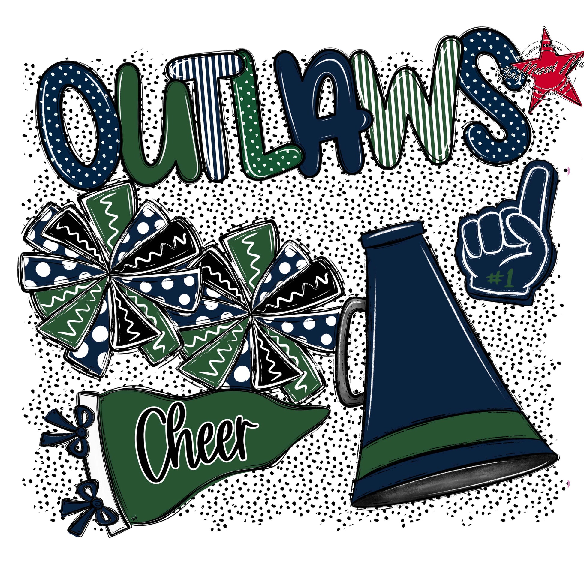 Outlaws Cheer Spirit-Navy & Green