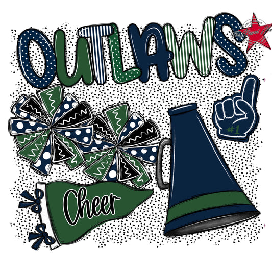 Outlaws Cheer Spirit-Navy & Green