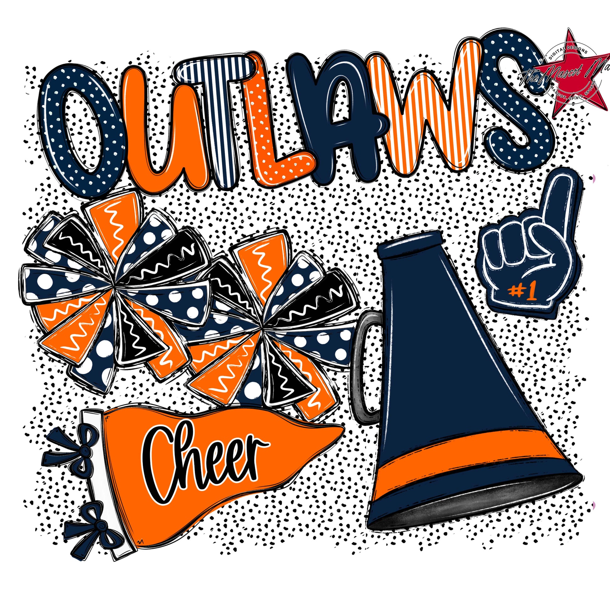 Outlaws Cheer Spirit-Navy & Orange