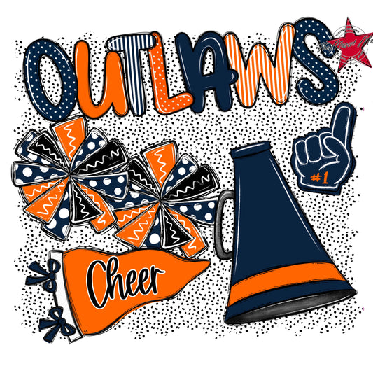 Outlaws Cheer Spirit-Navy & Orange