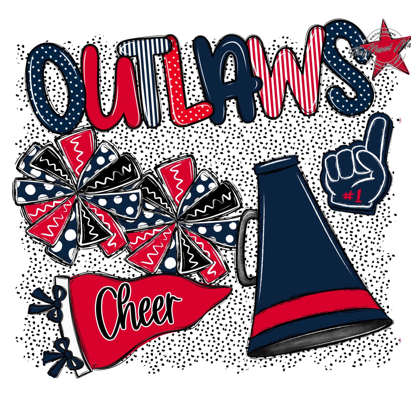 Outlaws Cheer Spirit-Navy & Red