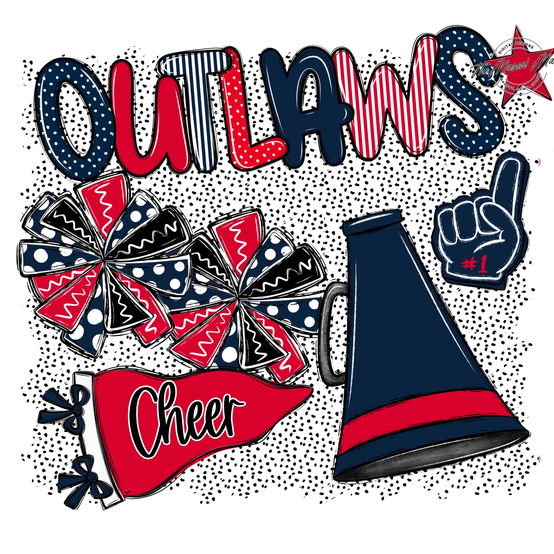 Outlaws Cheer Spirit-Navy & Red