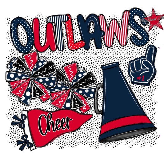 Outlaws Cheer Spirit-Navy & Red