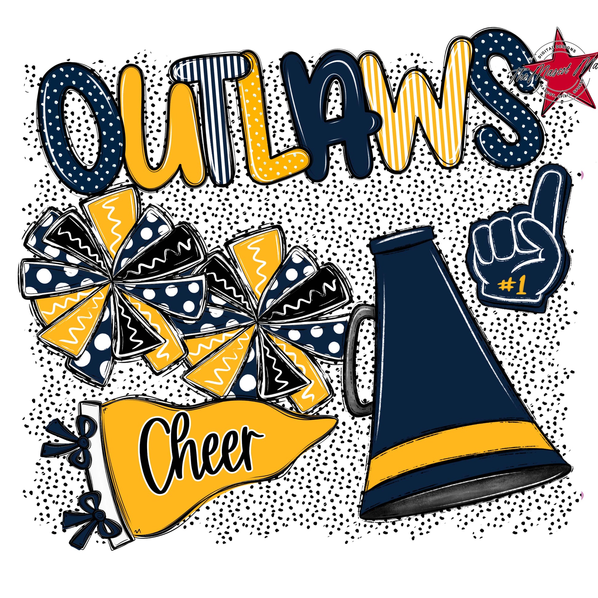 Outlaws Cheer Spirit-Navy & Yellow