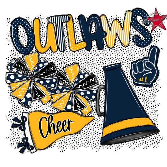 Outlaws Cheer Spirit-Navy & Yellow