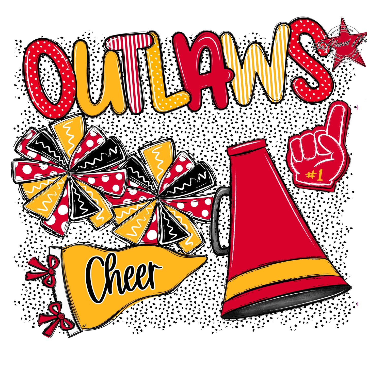 Outlaws Cheer Spirit-Red & Yellow