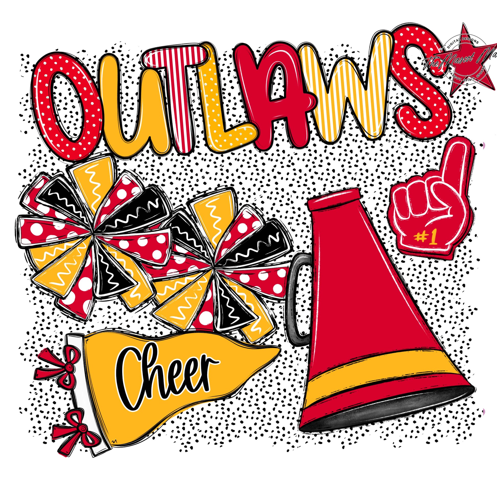 Outlaws Cheer Spirit-Red & Yellow
