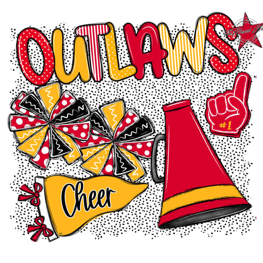Outlaws Cheer Spirit-Red & Yellow