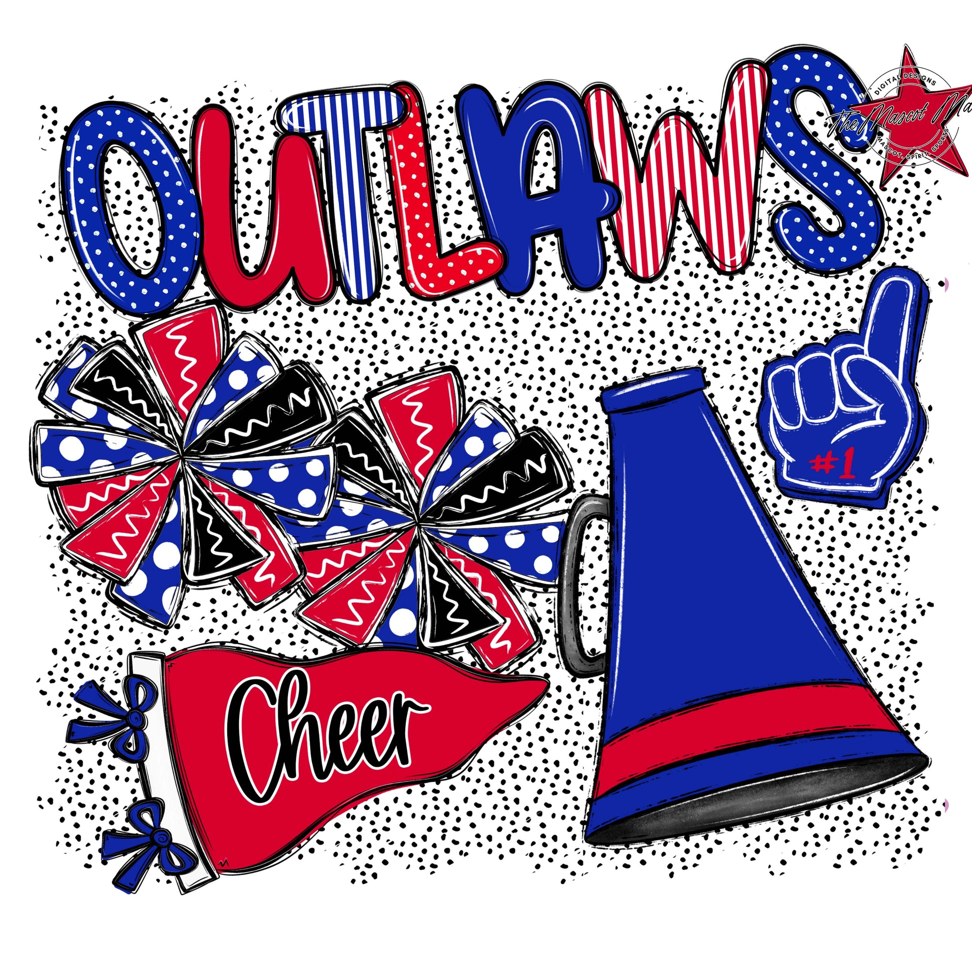 Outlaws Cheer Spirit-Royal Blue & Red