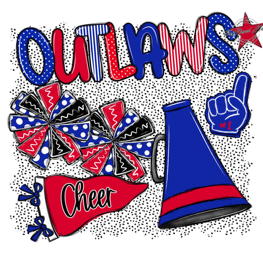 Outlaws Cheer Spirit-Royal Blue & Red