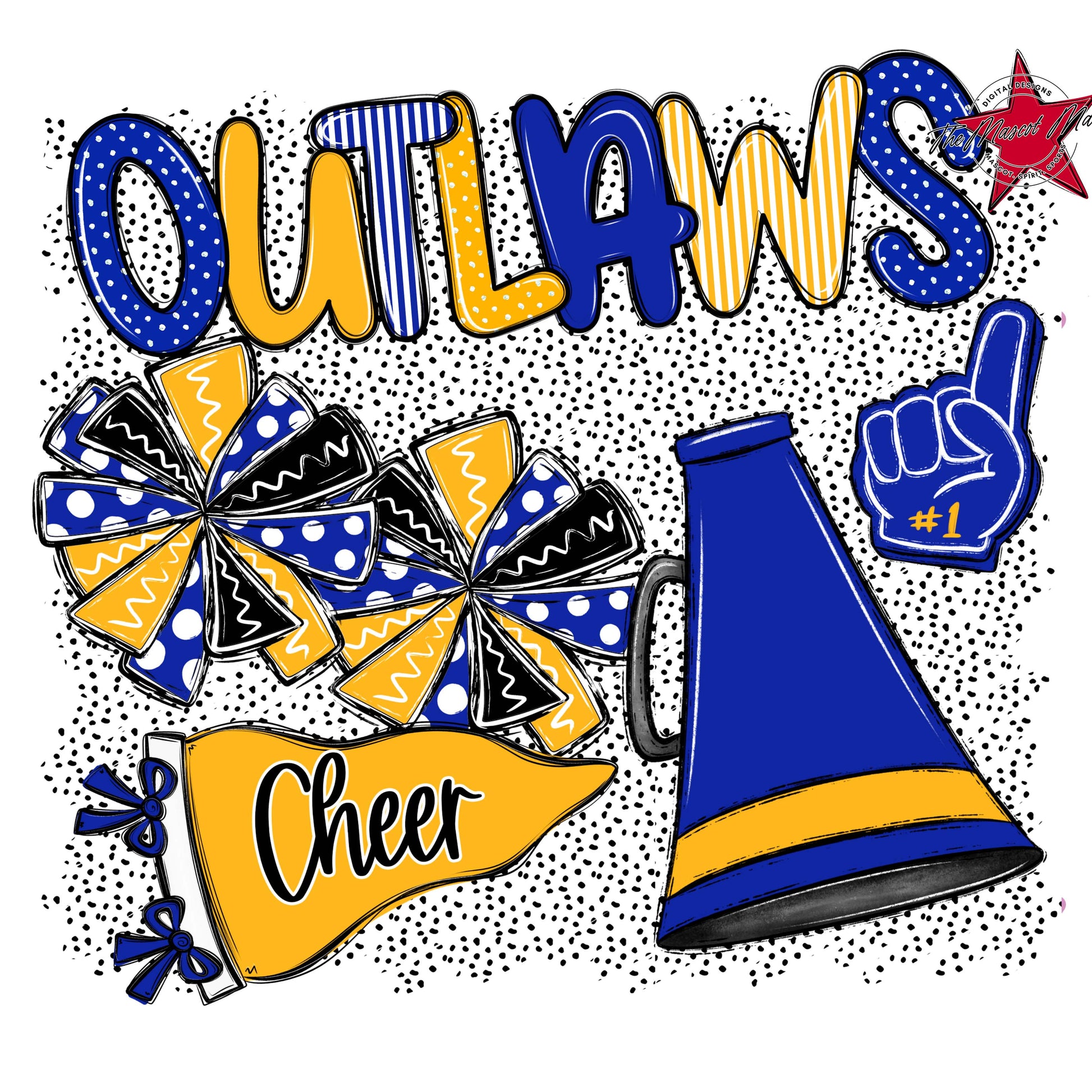 Outlaws Cheer Spirit-Royal Blue & Yellow