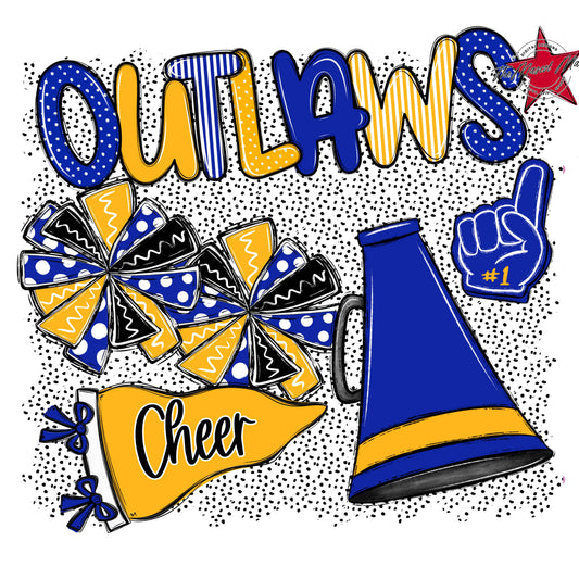 Outlaws Cheer Spirit-Royal Blue & Yellow