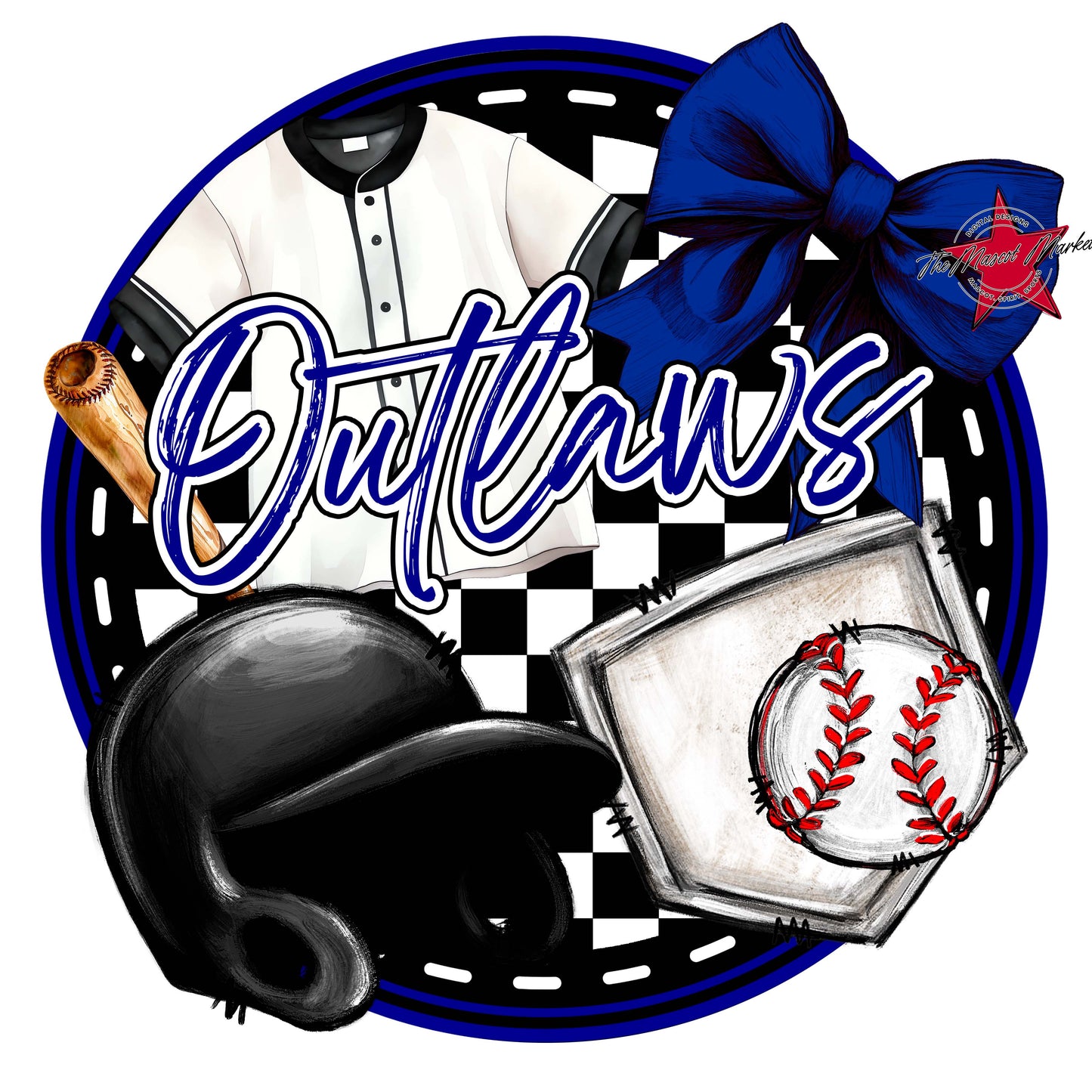 Outlaws Circle Baseball Frame-Blue