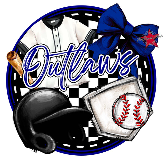 Outlaws Circle Baseball Frame-Blue