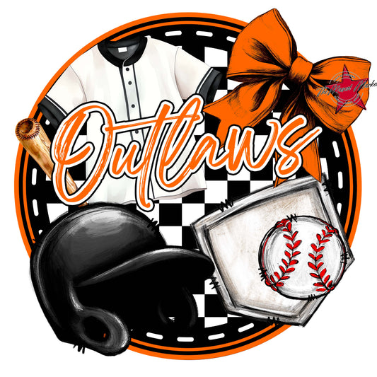 Outlaws Circle Baseball Frame-Orange