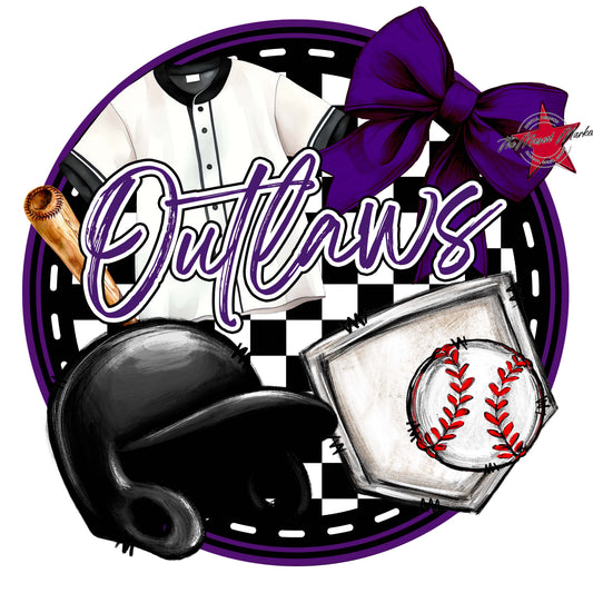 Outlaws Circle Baseball Frame-Purple