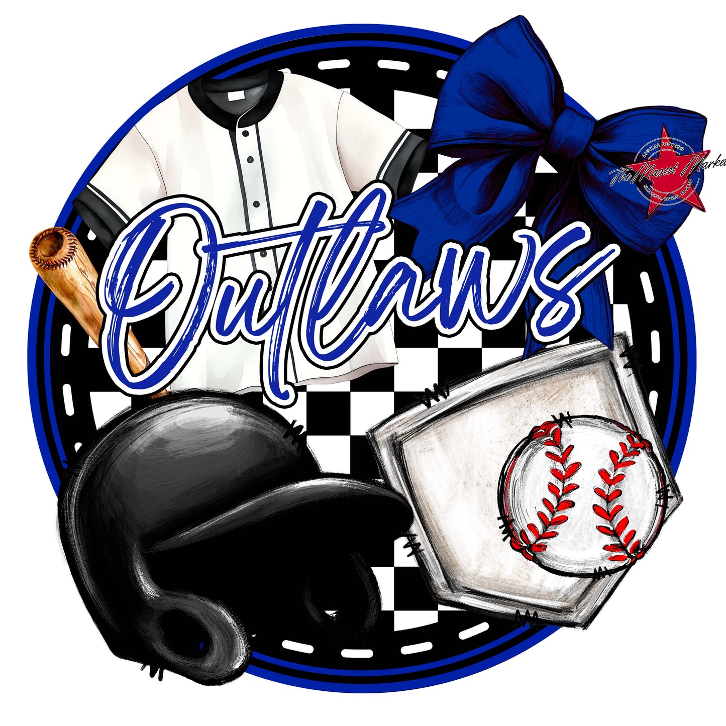 Outlaws Circle Baseball Frame-Royal Blue